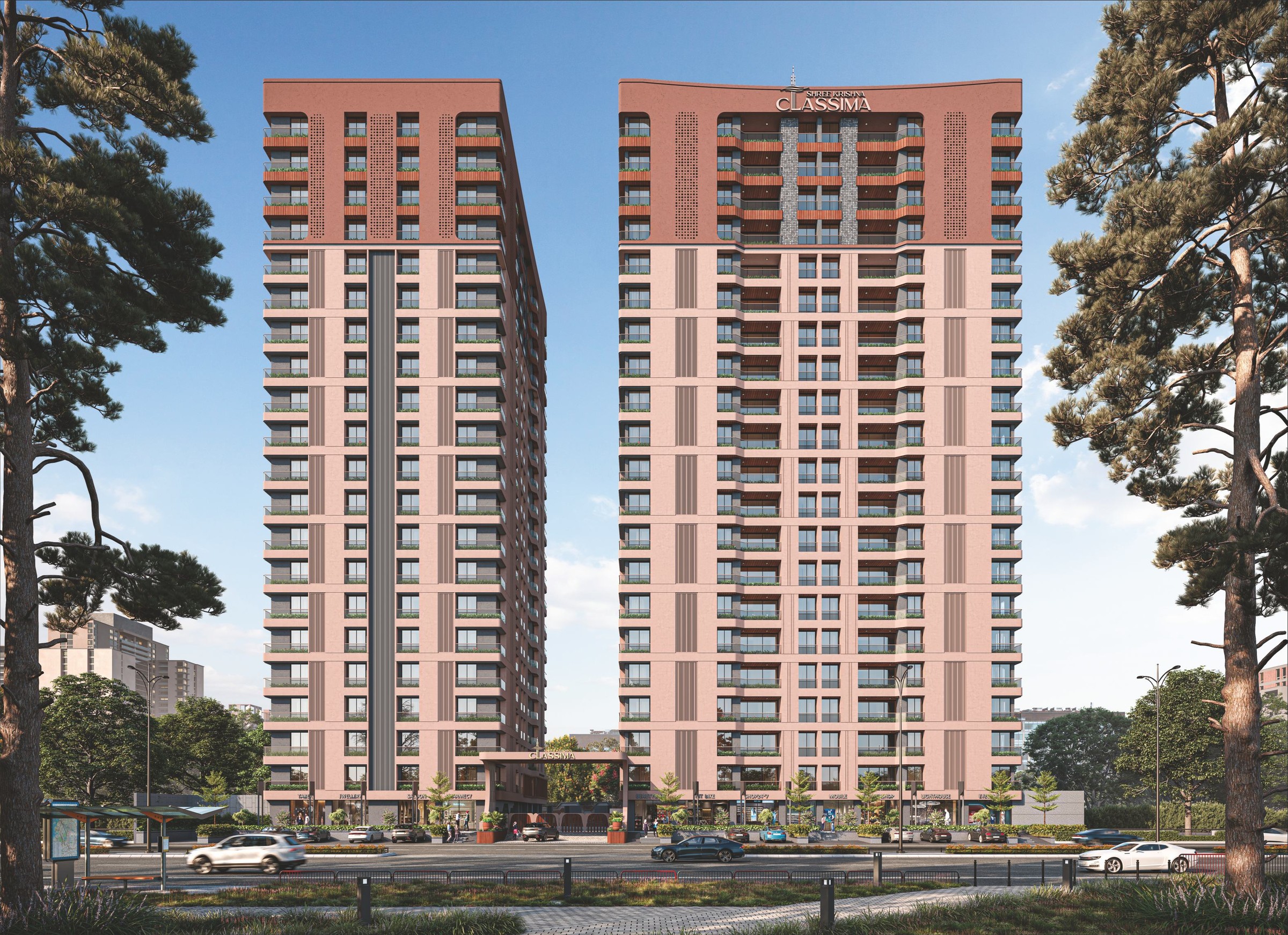 Shree Krishna Classima — 20-storey 4 BHK residences · Parvat Patiya, Surat